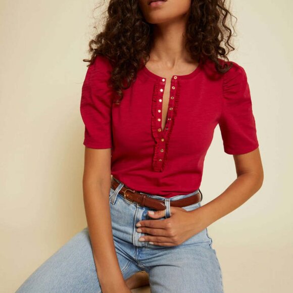 NATION LTD Cleo 70's Tuxedo Tee Heartbreaker Size XS, NWT - Picture 3 of 10